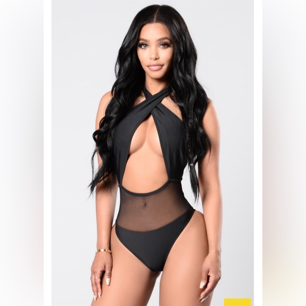 Fashionnova “In the Deep” black swimsuit one-piece size S - brand new with tags